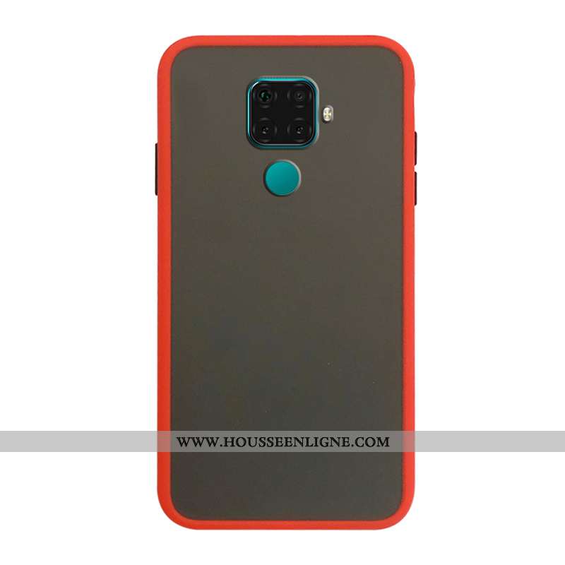 Étui Huawei Mate 30 Lite Délavé En Daim Tendance Transparent Coque Rouge Protection