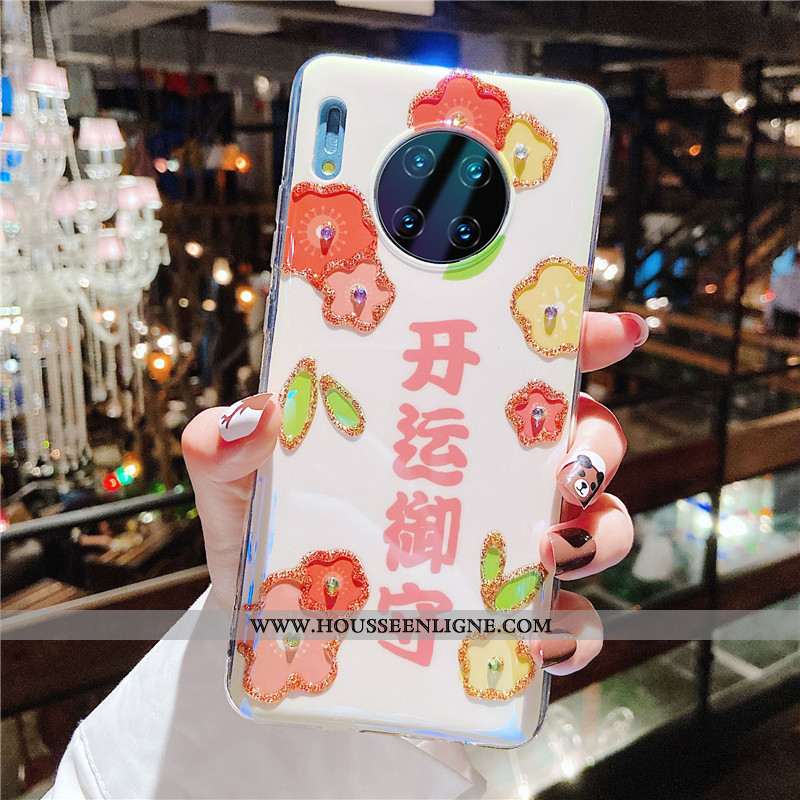 Étui Huawei Mate 30 Pro Fluide Doux Silicone Incassable Téléphone Portable Personnalité Cœur Rose