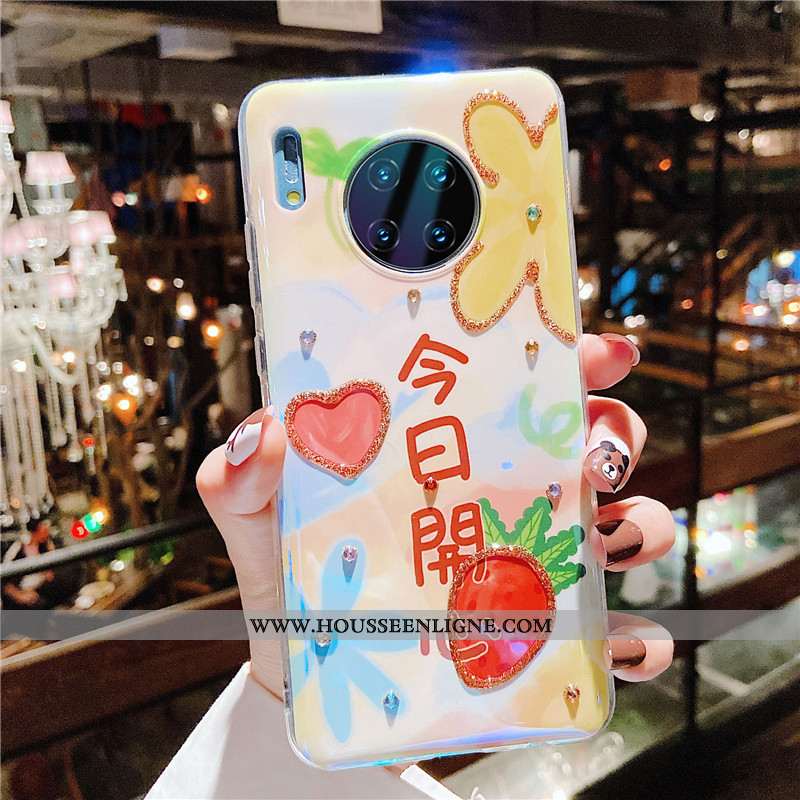 Étui Huawei Mate 30 Pro Fluide Doux Silicone Incassable Téléphone Portable Personnalité Cœur Rose