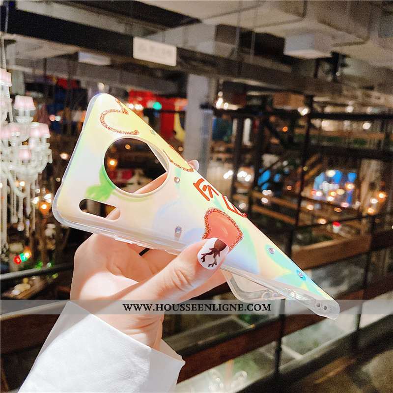 Étui Huawei Mate 30 Pro Fluide Doux Silicone Incassable Téléphone Portable Personnalité Cœur Rose