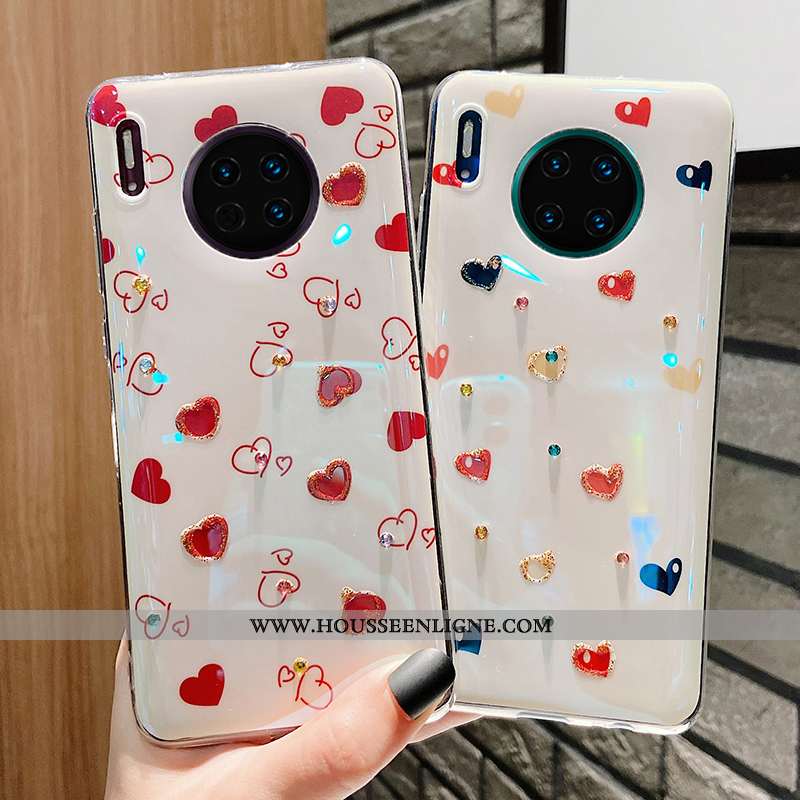Étui Huawei Mate 30 Pro Fluide Doux Silicone Tout Compris Incassable Téléphone Portable Amour Blanch