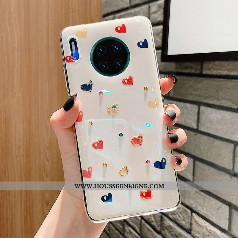 Étui Huawei Mate 30 Pro Fluide Doux Silicone Tout Compris Incassable Téléphone Portable Amour Blanch