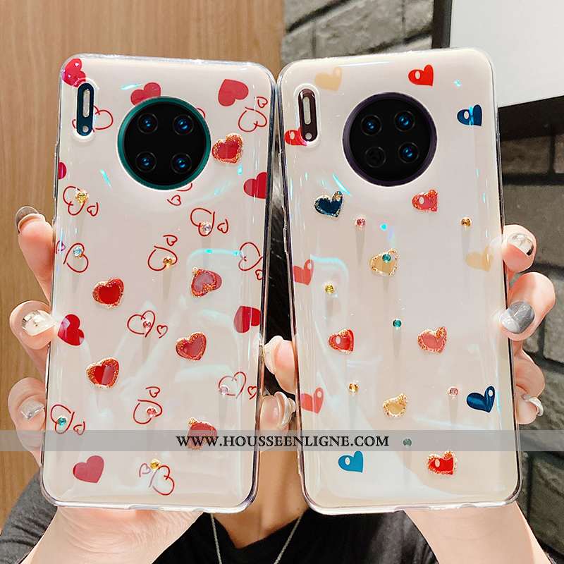 Étui Huawei Mate 30 Pro Fluide Doux Silicone Tout Compris Incassable Téléphone Portable Amour Blanch