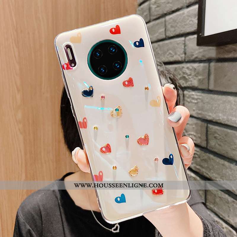 Étui Huawei Mate 30 Pro Fluide Doux Silicone Tout Compris Incassable Téléphone Portable Amour Blanch