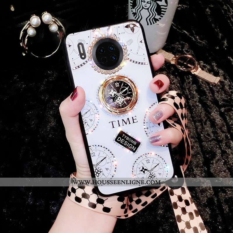 Étui Huawei Mate 30 Pro Ornements Suspendus Personnalité Créatif Mode Incassable Strass Nouveau Blan