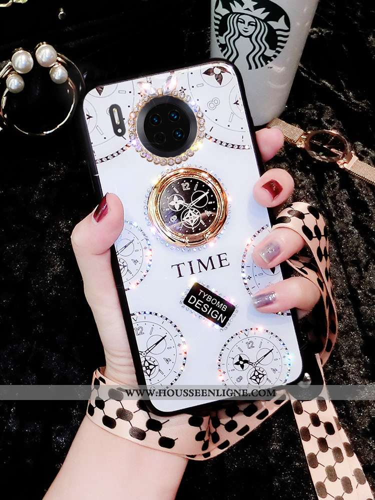 Étui Huawei Mate 30 Pro Ornements Suspendus Personnalité Créatif Mode Incassable Strass Nouveau Blan