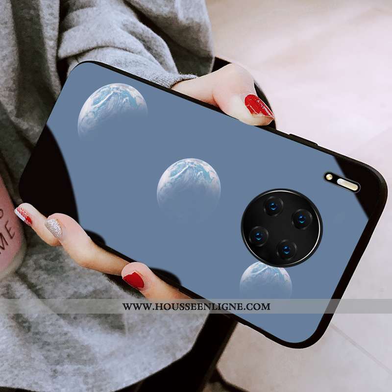 Étui Huawei Mate 30 Pro Personnalité Créatif Noir Luxe Blanc Verre