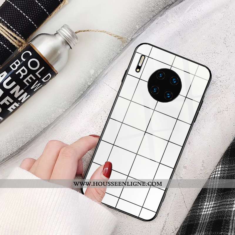 Étui Huawei Mate 30 Pro Personnalité Créatif Noir Luxe Blanc Verre