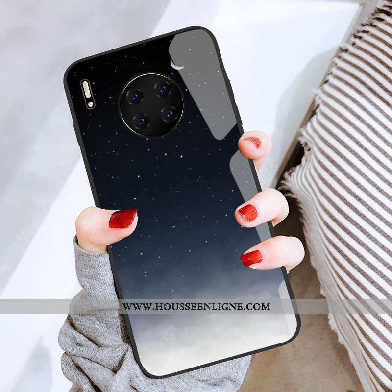 Étui Huawei Mate 30 Pro Personnalité Créatif Noir Luxe Blanc Verre