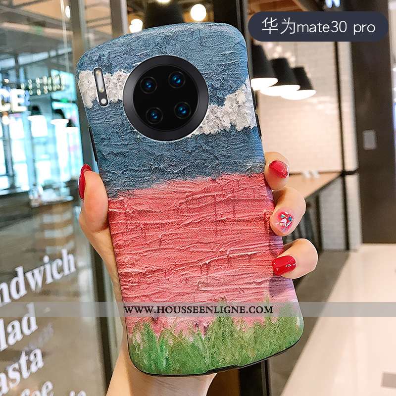 Étui Huawei Mate 30 Pro Personnalité Gaufrage Fleurs Modèle Fleurie Coque En Silicone Vent Téléphone