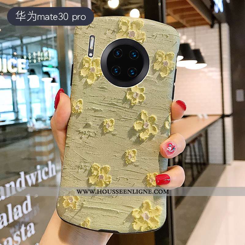 Étui Huawei Mate 30 Pro Personnalité Gaufrage Fleurs Modèle Fleurie Coque En Silicone Vent Téléphone