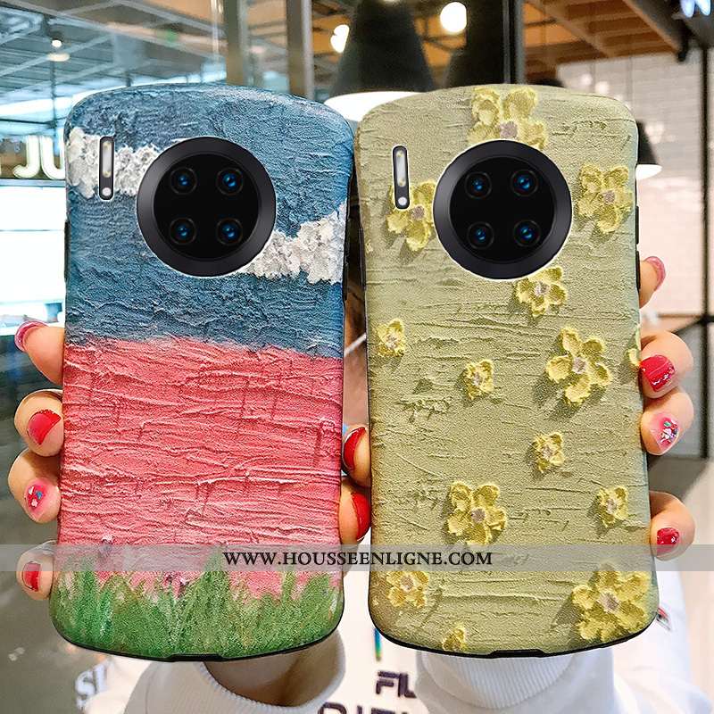 Étui Huawei Mate 30 Pro Personnalité Gaufrage Fleurs Modèle Fleurie Coque En Silicone Vent Téléphone