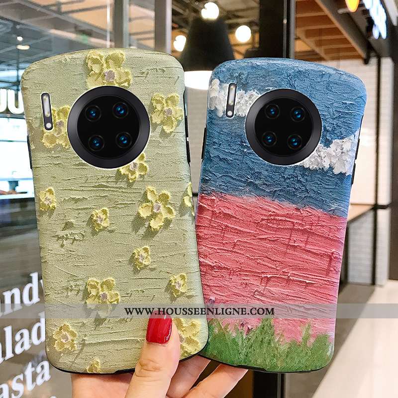 Étui Huawei Mate 30 Pro Personnalité Gaufrage Fleurs Modèle Fleurie Coque En Silicone Vent Téléphone