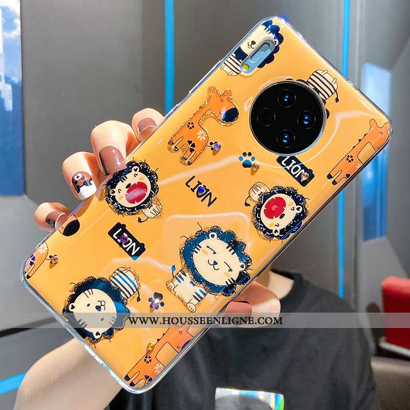 Étui Huawei Mate 30 Pro Protection Dessin Animé Coque Jaune Vent Net Rouge Incassable