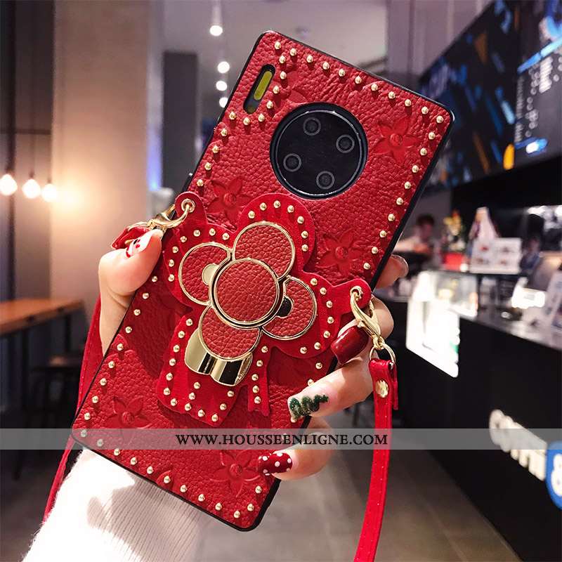 Étui Huawei Mate 30 Pro Protection Ornements Suspendus Rouge Tendance Support Téléphone Portable Tou