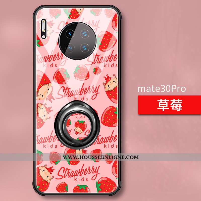 Étui Huawei Mate 30 Pro Silicone Verre Coque Support Dessin Animé Téléphone Portable Jaune