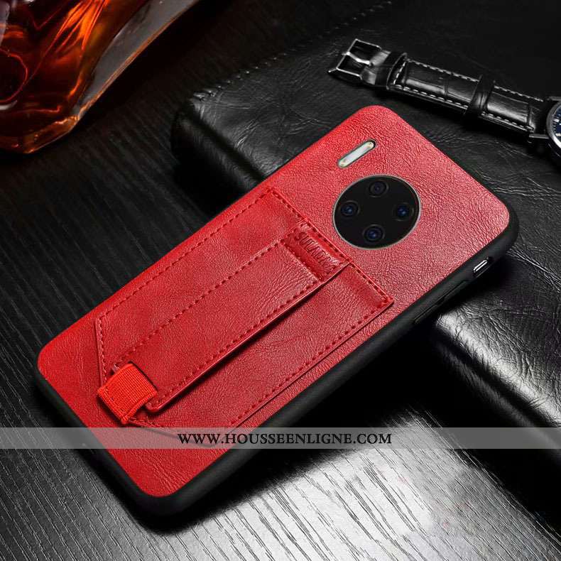 Étui Huawei Mate 30 Protection Cuir Anneau Noir Coque Téléphone Portable Support