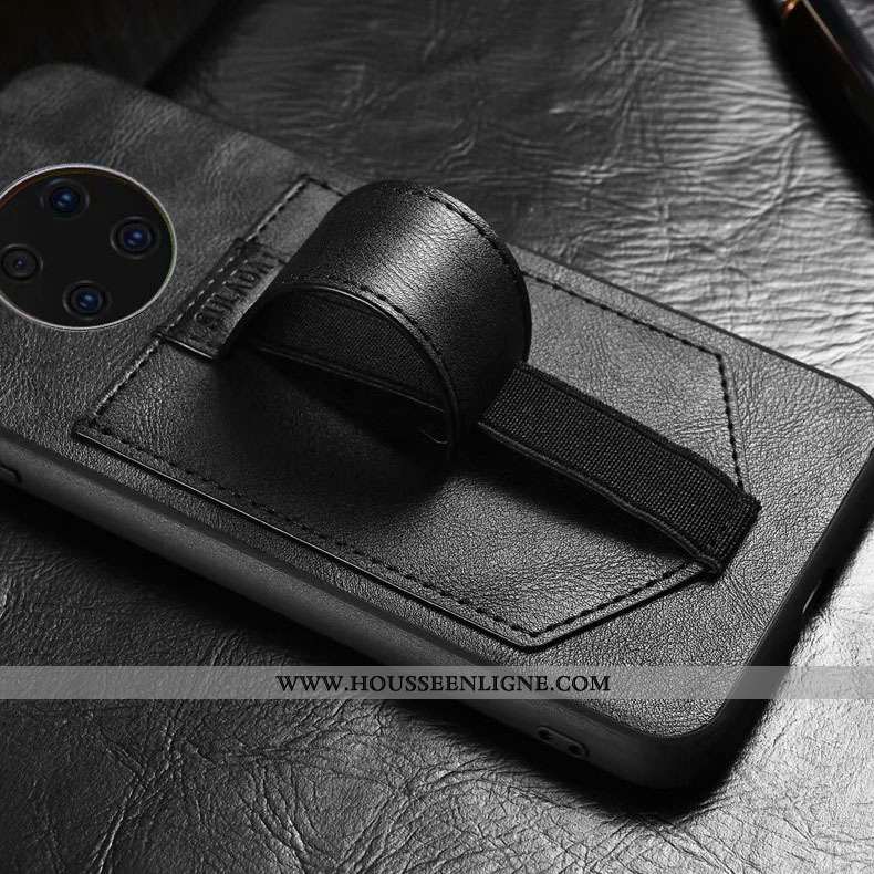 Étui Huawei Mate 30 Protection Cuir Anneau Noir Coque Téléphone Portable Support