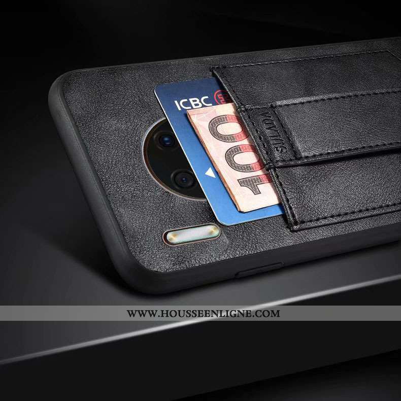 Étui Huawei Mate 30 Protection Cuir Anneau Noir Coque Téléphone Portable Support