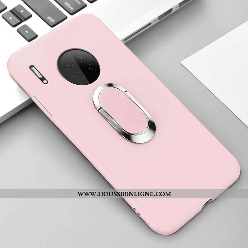 Étui Huawei Mate 30 Protection Silicone Couleur Unie Simple Incassable Magnétisme Coque Rose