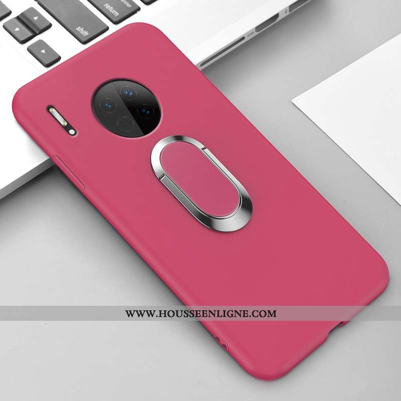 Étui Huawei Mate 30 Protection Silicone Couleur Unie Simple Incassable Magnétisme Coque Rose