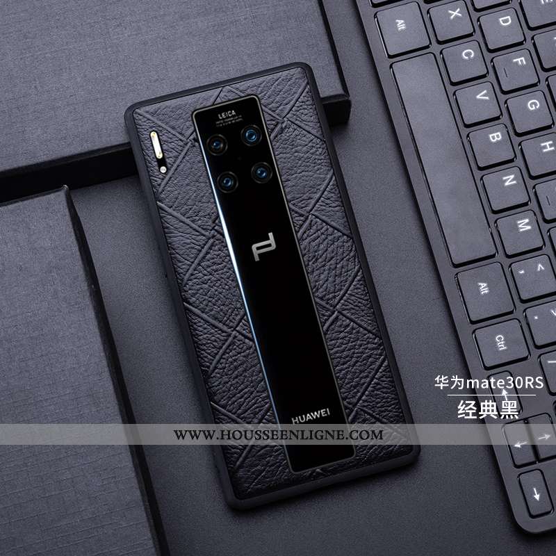 Étui Huawei Mate 30 Rs Cuir Fluide Doux Légère Protection Noir Coque