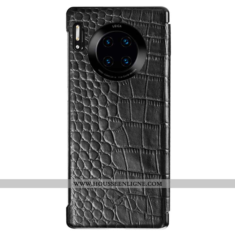 Étui Huawei Mate 30 Rs Cuir Protection Véritable Housse Noir Tout Compris