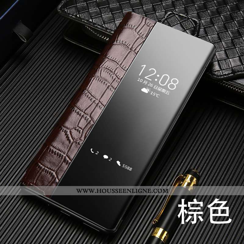 Étui Huawei Mate 30 Rs Cuir Protection Véritable Housse Noir Tout Compris