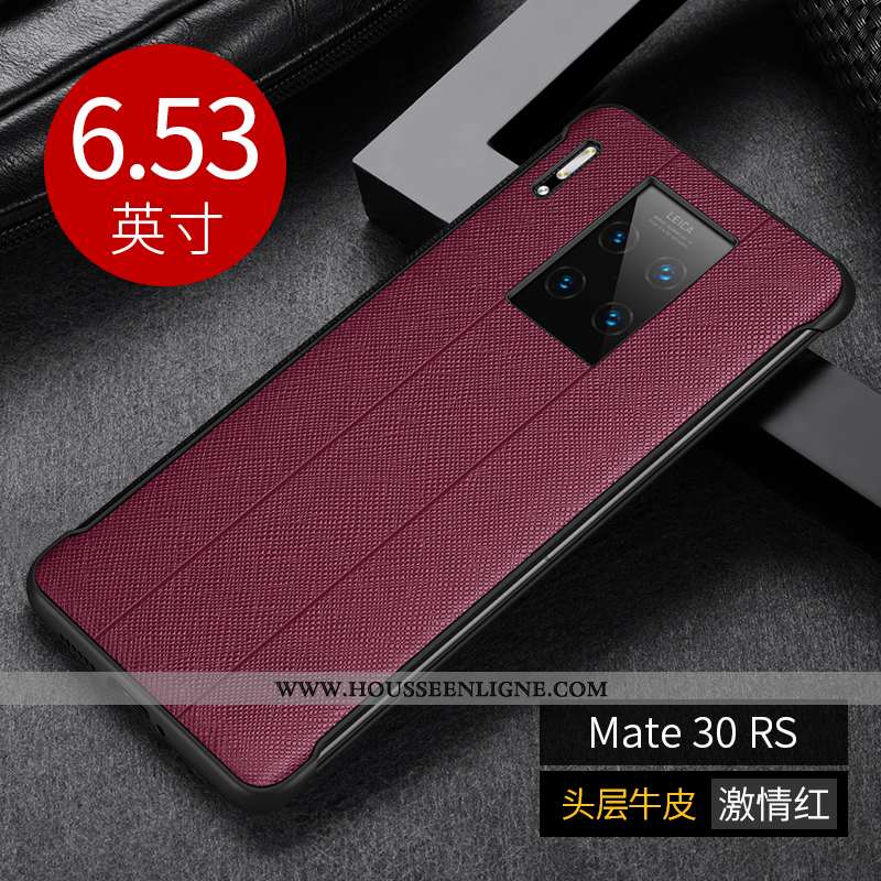 Étui Huawei Mate 30 Rs Protection Créatif Cuir Luxe Cuir Véritable Coque Business Bordeaux