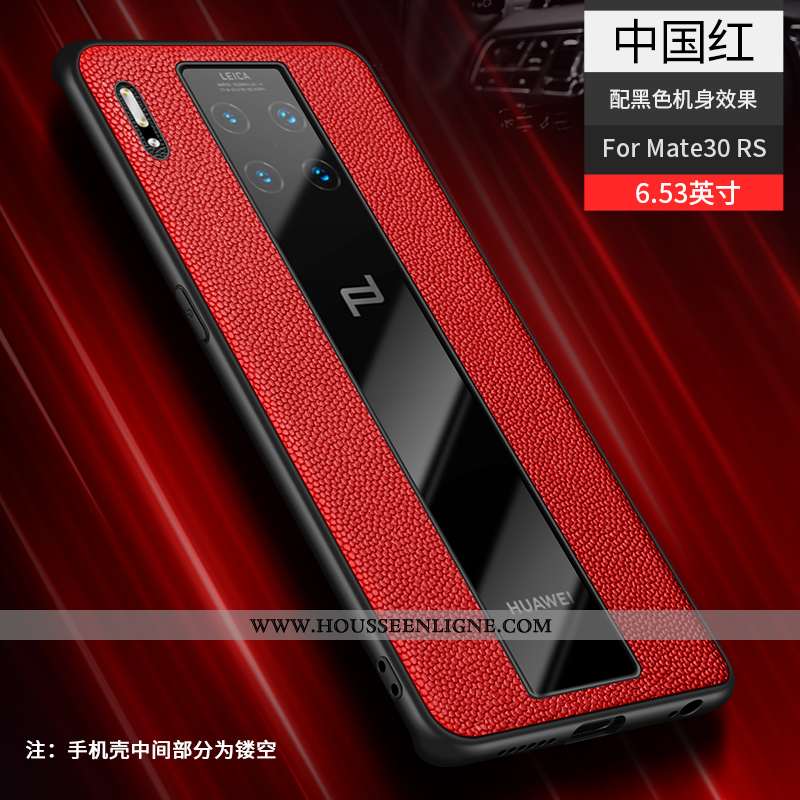 Étui Huawei Mate 30 Rs Protection Transparent Cuir Véritable Rouge Incassable Cuir