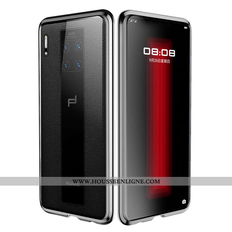 Étui Huawei Mate 30 Rs Verre Transparent Métal Coque Reversible Luxe Rouge