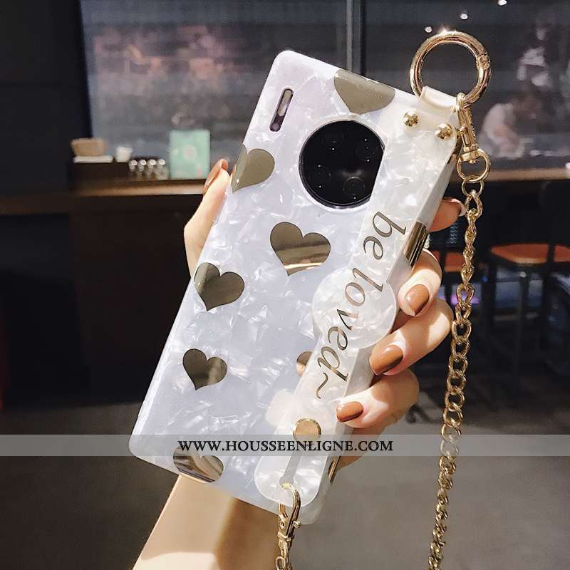 Étui Huawei Mate 30 Silicone Ornements Suspendus Fluide Doux Grand Amour Tout Compris Coque Blanche