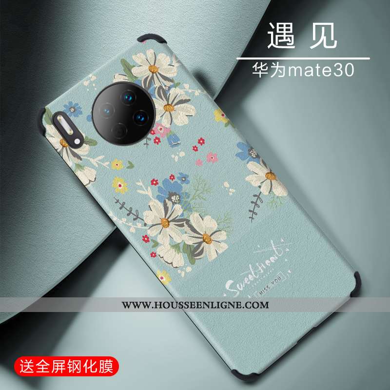 Étui Huawei Mate 30 Silicone Protection Soie Mulberry Tendance Légère Incassable Luxe Bleu