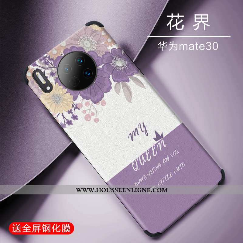 Étui Huawei Mate 30 Silicone Protection Soie Mulberry Tendance Légère Incassable Luxe Bleu