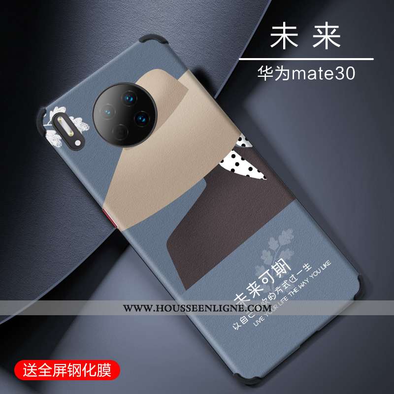 Étui Huawei Mate 30 Silicone Protection Soie Mulberry Tendance Légère Incassable Luxe Bleu