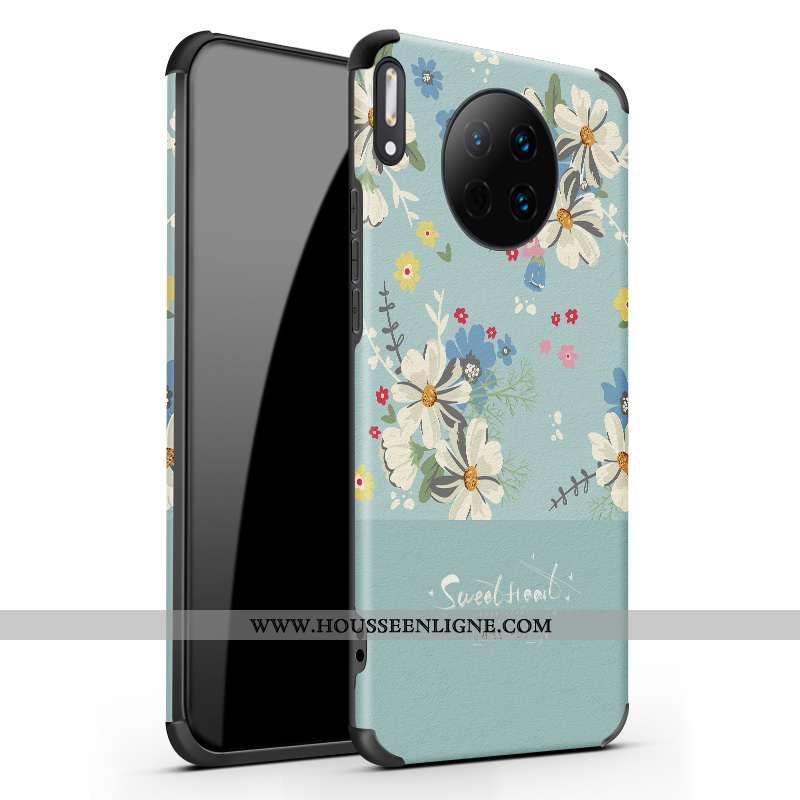 Étui Huawei Mate 30 Silicone Protection Soie Mulberry Tendance Légère Incassable Luxe Bleu