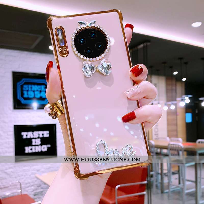 Étui Huawei Mate 30 Strass Créatif Coque Rose Fluide Doux Protection
