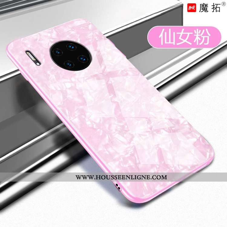 Étui Huawei Mate 30 Verre Ornements Suspendus Coque Tempérer Tout Compris Créatif Incassable Rose