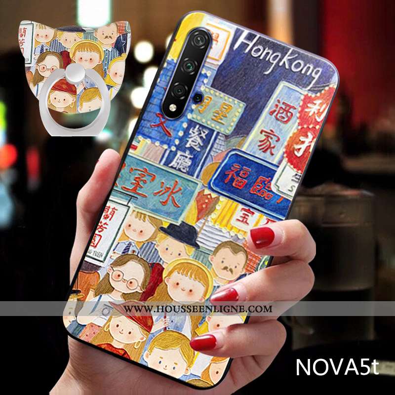 Étui Huawei Nova 5t Dessin Animé Charmant Tendance Luxe Bleu Téléphone Portable