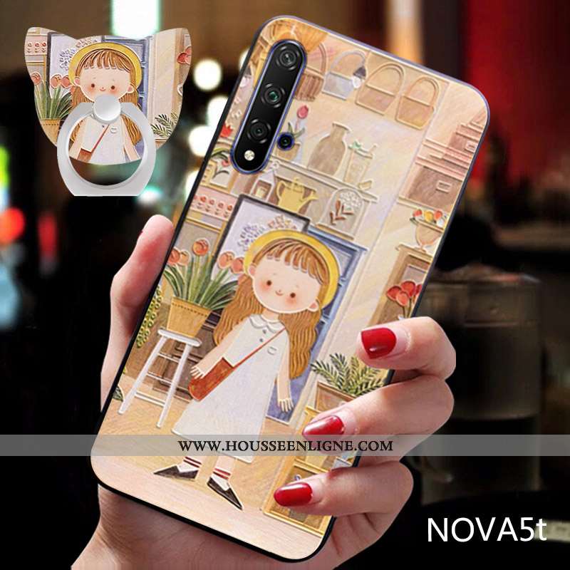 Étui Huawei Nova 5t Dessin Animé Charmant Tendance Luxe Bleu Téléphone Portable
