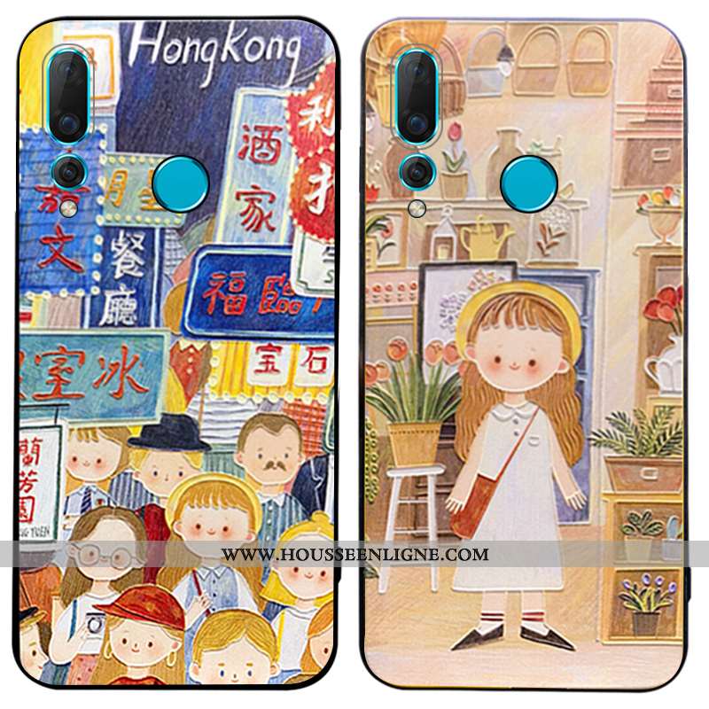 Étui Huawei Nova 5t Dessin Animé Charmant Tendance Luxe Bleu Téléphone Portable