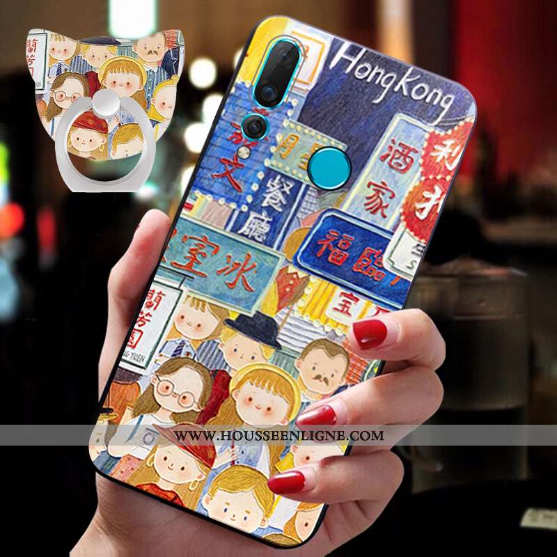 Étui Huawei Nova 5t Dessin Animé Charmant Tendance Luxe Bleu Téléphone Portable