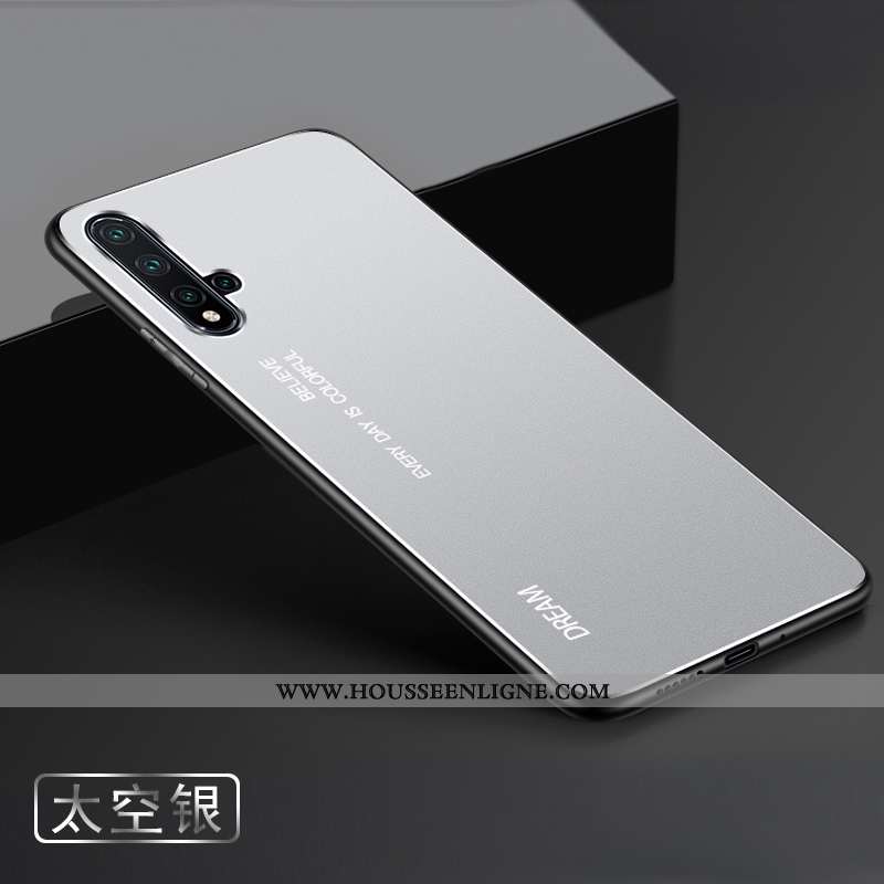 Étui Huawei Nova 5t Délavé En Daim Métal Argent Coque Téléphone Portable