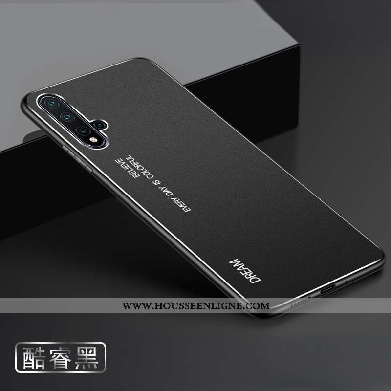 Étui Huawei Nova 5t Délavé En Daim Métal Argent Coque Téléphone Portable
