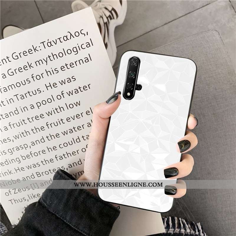 Étui Huawei Nova 5t Fluide Doux Losange Téléphone Portable Blanc Simple Net Rouge Coque Blanche