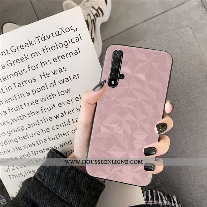 Étui Huawei Nova 5t Fluide Doux Losange Téléphone Portable Blanc Simple Net Rouge Coque Blanche