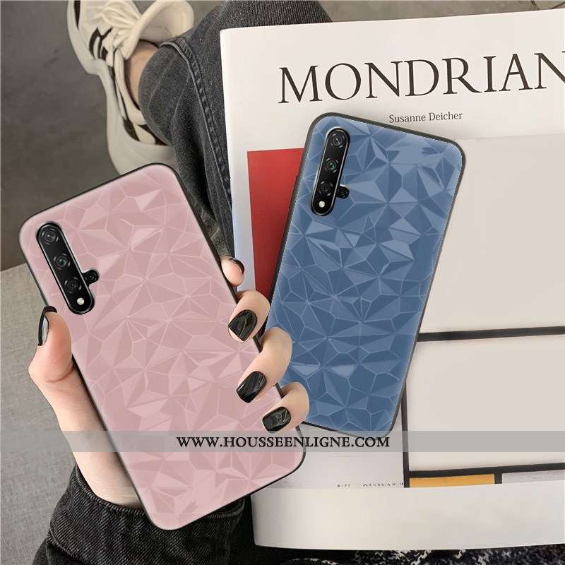 Étui Huawei Nova 5t Fluide Doux Losange Téléphone Portable Blanc Simple Net Rouge Coque Blanche