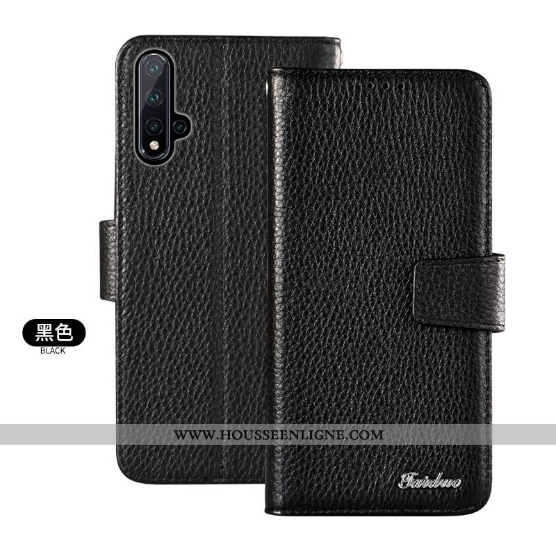 Étui Huawei Nova 5t Protection Cuir Véritable Tout Compris Housse Carte Coque Rouge