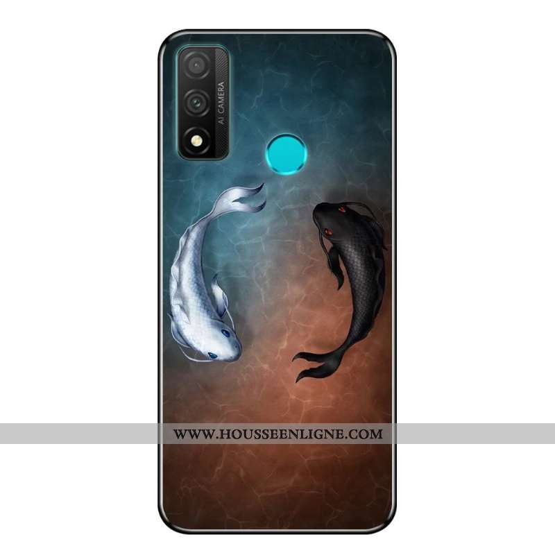 Étui Huawei P Smart 2020 Fluide Doux Protection Téléphone Portable Incassable Dessin Animé Noir Coqu