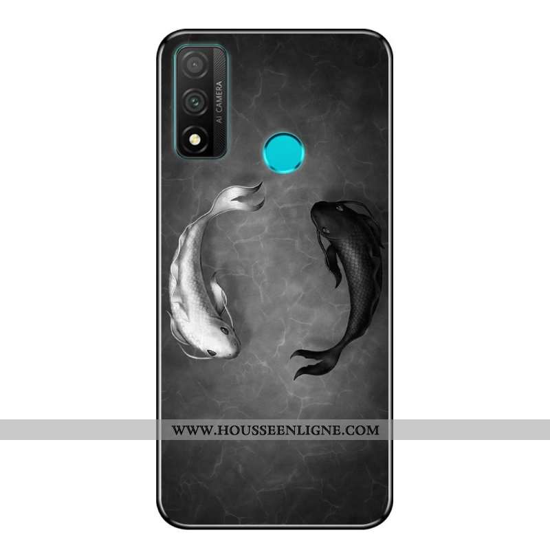 Étui Huawei P Smart 2020 Fluide Doux Protection Téléphone Portable Incassable Dessin Animé Noir Coqu